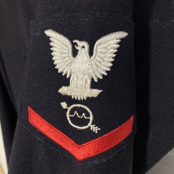 Navy Jumper, Men's Blue Undress, Vtg 100% Wool Size 40 With Patch - Picture 5 of 6